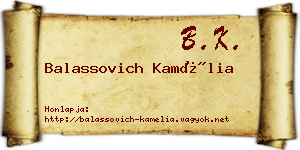 Balassovich Kamélia névjegykártya